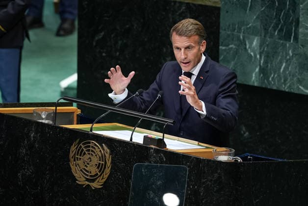 81st United Nations General Assembly NEW YORK, UNITED STATES - SEPTEMBER 22: President of France, Emmanuel Macron delivers a speech during the 81st United Nations General Assembly (UNGA) in New York, United States, on September 22, 2026. Mehmet Eser Anadolu New York United States. Editorial use only. Please get in touch for any other usage.  Copyright: x2026xAnadoluxMehmetxEserx