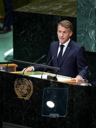81st United Nations General Assembly NEW YORK, UNITED STATES - SEPTEMBER 22: President of France, Emmanuel Macron delivers a speech during the 81st United Nations General Assembly (UNGA) in New York, United States, on September 22, 2026. Mehmet Eser Anadolu New York United States. Editorial use only. Please get in touch for any other usage.  Copyright: x2026xAnadoluxMehmetxEserx
