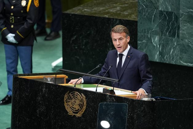 81st United Nations General Assembly NEW YORK, UNITED STATES - SEPTEMBER 22: President of France, Emmanuel Macron delivers a speech during the 81st United Nations General Assembly (UNGA) in New York, United States, on September 22, 2026. Mehmet Eser Anadolu New York United States. Editorial use only. Please get in touch for any other usage.  Copyright: x2026xAnadoluxMehmetxEserx