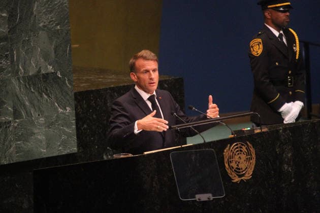 September 22, 2026, Manhattan, New York, U.S.A: New York, New York September 22, 2026..United Nations General Assembly convenes with high level talks with Global Leaders..France. His Excellency Emmanuel Macron . President Manhattan U.S.A - ZUMAc272 20260922_znp_c272_026 Copyright: xEmilyxCotlerx