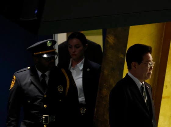 President Republic of Korea Lee Jae Myung arrives to speak at the UN General Assembly 81st session General Debate in UN General Assembly Hall at the United Nations Headquarters on Tuesday, September 22, 2026 in New York City.  NYP202609228001 JOHNxANGELILLO