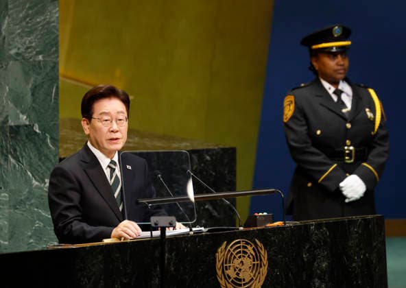 President Republic of Korea Lee Jae Myung speaks at the UN General Assembly 81st session General Debate in UN General Assembly Hall at the United Nations Headquarters on Tuesday, September 22, 2026 in New York City.  NYP202609228003 JOHNxANGELILLO