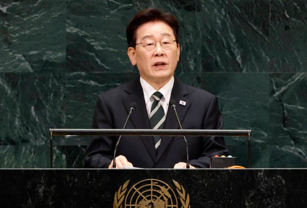 President Republic of Korea Lee Jae Myung speaks at the UN General Assembly 81st session General Debate in UN General Assembly Hall at the United Nations Headquarters on Tuesday, September 22, 2026 in New York City.  NYP202609228005 JOHNxANGELILLO