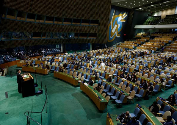 President Republic of Korea Lee Jae Myung speaks at the UN General Assembly 81st session General Debate in UN General Assembly Hall at the United Nations Headquarters on Tuesday, September 22, 2026 in New York City.  NYP202609228006 JOHNxANGELILLO