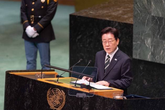 September 22, 2026, New York City, USA: President of the Republic of Korea Lee Jae Myung addresses the General Debate of the 81st session of the United Nations General Assembly at the UN Headquarters in New York City. New York City USA - ZUMAl194 20260922_zip_l194_024 Copyright: xMarekxLadzinskix