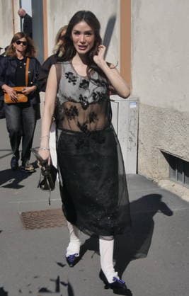 IPA88843134 - Milan, Milan Women s Fashion Week: Spring Summer 2026 2027 - Women s Fashion, Spring Summer 2026–2027, Prada fashion show—Pictured: Heart Evangelista  Copyright: xLucaxPontix xLucaPonti IpaAgencyLucaPonti Ipax IPA88843134
