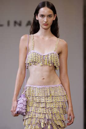 IPA88842439 - Milan, Milan Women™s Fashion Week Spring Summer 2027 - Women™s Fashion, Spring Summer 2027 - J. Salinas fashion show - runway - pictured: Model.  Copyright: xCinziaxCamelax xx IPA88842439