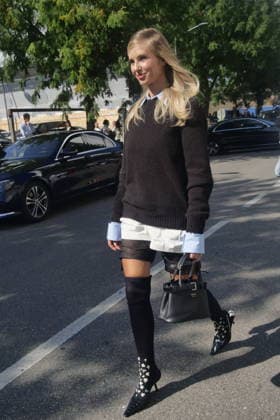 IPA88843151 - Milan, Milan Women s Fashion Week: Spring Summer 2026 2027 - Women s Fashion, Spring Summer 2026–2027, Prada fashion show—Pictured: Xenia Van Der Woodsen  Copyright: xLucaxPontix xLucaPonti IpaAgencyx IPA88843151