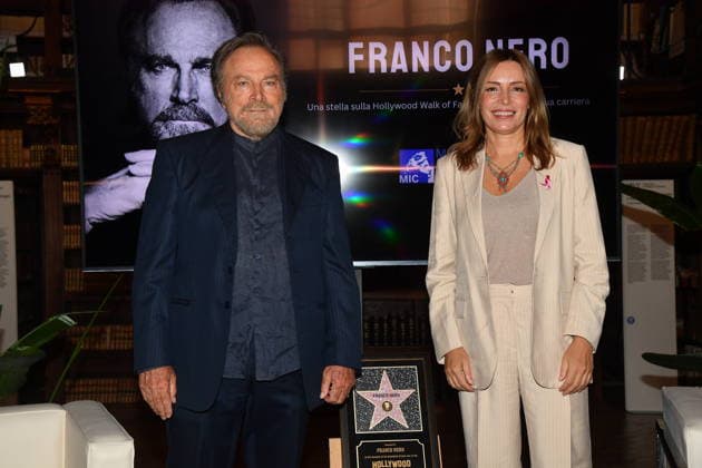 IPA88844319 - Rome, Ministry of Culture: Celebration for Franco Nero s Stella Award. Pictured: Franco Nero and Lucia Borgonzoni  Copyright: xVincenzoxLandix xVincenzoxLandix IPA88844319