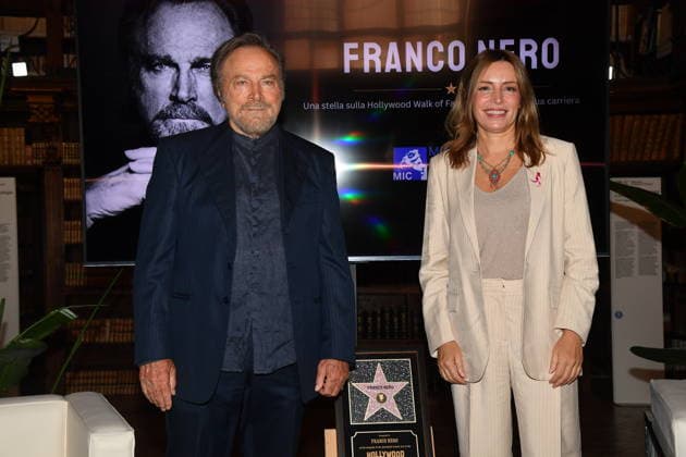 IPA88844320 - Rome, Ministry of Culture: Celebration for Franco Nero’s Stella Award. Pictured: Franco Nero and Lucia Borgonzoni  Copyright: xVincenzoxLandix xVincenzoxLandix IPA88844320