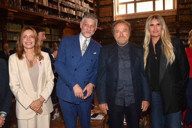 IPA88844417 - Rome, Ministry of Culture: Ceremony to Award the Stella to Franco Nero. Pictured: Franco Nero, Lucia Borgonzoni, Alessandro Giuli, Tiziana Rocca  Copyright: xVincenzoxLandix xVincenzoxLandix IPA88844417