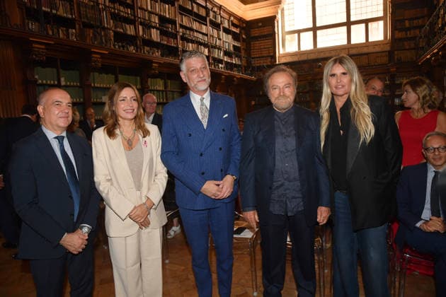 IPA88844421 - Rome, Ministry of Culture: Ceremony to Award the Stella to Franco Nero. Pictured: Franco Nero, Lucia Borgonzoni, Alessandro Giuli, Tiziana Rocca  Copyright: xVincenzoxLandix xVincenzoxLandix IPA88844421