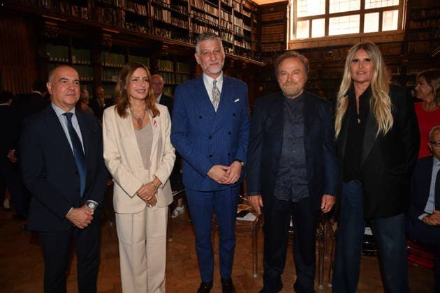 IPA88844426 - Rome, Ministry of Culture: Ceremony to Award the Stella to Franco Nero. Pictured: Franco Nero, Lucia Borgonzoni, Alessandro Giuli, Tiziana Rocca  Copyright: xVincenzoxLandix xVincenzoxLandix IPA88844426