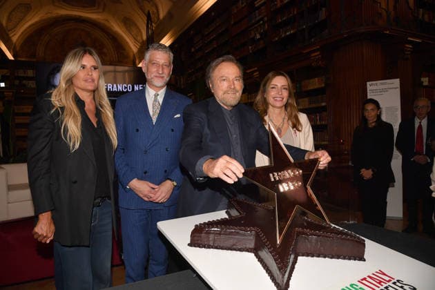 IPA88844481 - Rome, Ministry of Culture: Celebration for Franco Nero’s Stella Award. Pictured: Tiziana Rocca, Alessandro Giuli, Franco Nero, Lucia Borgonzoni  Copyright: xVincenzoxLandix xVincenzoxLandix IPA88844481