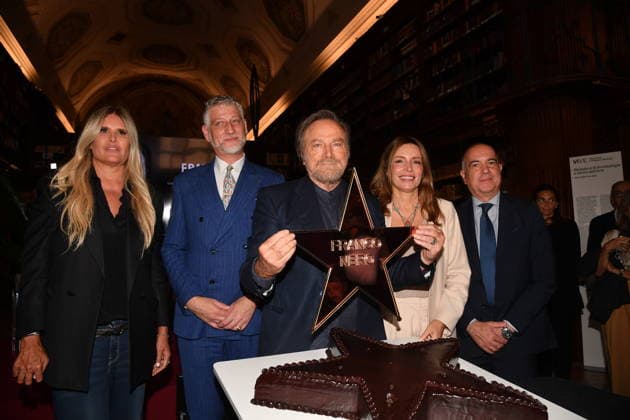 IPA88844515 - Rome, Ministry of Culture: Celebration for Franco Nero’s Stella Award. Pictured: Tiziana Rocca, Alessandro Giuli, Franco Nero, Lucia Borgonzoni  Copyright: xVincenzoxLandix xVincenzoxLandix IPA88844515