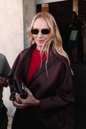IPA88849464 - Milan, Arrivals at the Prada fashion show during Milan Fashion Week Women s Collection Spring Summer 2027 - Women s Fashion, Spring Summer 2027. Pictured: Uma Thurman  Copyright: xAlessandroxBremecx xx IPA88849464