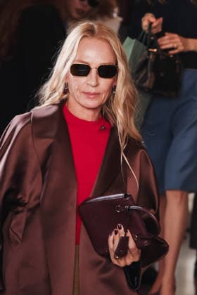 IPA88849595 - Milan, Arrivals at the Prada fashion show during Milan Fashion Week Women s Collection Spring Summer 2027 - Women s Fashion, Spring Summer 2027. Pictured: Uma Thurman  Copyright: xAlessandroxBremecx xx IPA88849595