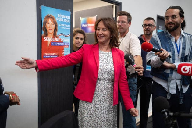 Segolene Royal Campaign meeting for the PS Primary - Alfortville Candidate in the Socialist (PS) and centre-left Place Publique (PP) parties primary ahead of France s 2027 presidential election Segolene Royal speaks to the press during her campaign meeting in Alfortville, suburbs of Paris on September 22, 2026. Photo by Raphael Lafargue ABACAPRESS.COM Alfortville France  Copyright: xLafarguexRaphael ABACAx