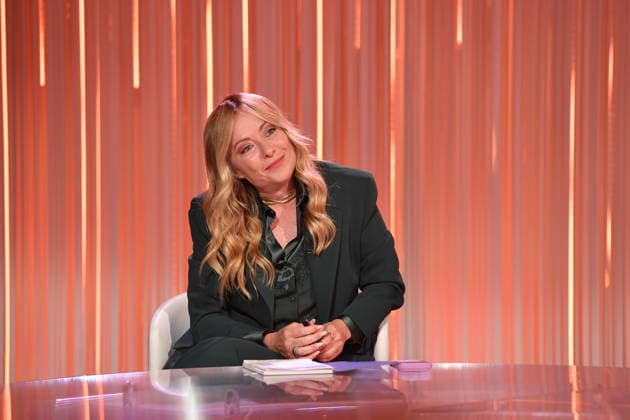 IPA88848066 - Rome, RAI Studios on Via Teulada, 5 Minuti television program. Pictured: Giorgia Meloni  Copyright: xVincenzoxLandix xVincenzoxLandix IPA88848066