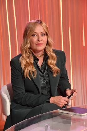 IPA88847912 - Rome, RAI Studios on Via Teulada, 5 Minuti television program. Pictured: Giorgia Meloni  Copyright: xVincenzoxLandix xVincenzoxLandix IPA88847912