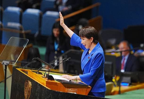 Prime Minister of Japan, Sanae Takaichi, addresses UN General Assembly NEW YORK, UNITED STATES - SEPTEMBER 22: Prime Minister of Japan, Sanae Takaichi, addresses the United Nations General Assembly (UNGA) during the 81st session of UNGA high-level meetings, on September 22, 2026, in New York City, United States. Selcuk Acar Anadolu New York United States. Editorial use only. Please get in touch for any other usage.  Copyright: x2026xAnadoluxSelcukxAcarx