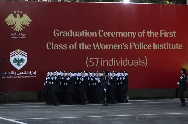 Syria’s Women’s Police Academy graduates its first class DAMASCUS, SYRIA - SEPTEMBER 22: A graduation ceremony is held at the Interior Ministry building for 150 female police cadets who completed six months of training at the Women’s Police Academy affiliated with the Syrian Interior Ministry, marking the academy’s first graduating class, in Damascus, Syria, on September 22, 2026. Izz Aldien Alqasem Anadolu Damascus Syria. Editorial use only. Please get in touch for any other usage.  Copyright: x2026xAnadoluxIzzxAldienxAlqasemx