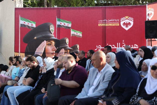 Syria’s Women’s Police Academy graduates its first class DAMASCUS, SYRIA - SEPTEMBER 22: A graduation ceremony is held at the Interior Ministry building for 150 female police cadets who completed six months of training at the Women’s Police Academy affiliated with the Syrian Interior Ministry, marking the academy’s first graduating class, in Damascus, Syria, on September 22, 2026. Izz Aldien Alqasem Anadolu Damascus Syria. Editorial use only. Please get in touch for any other usage.  Copyright: x2026xAnadoluxIzzxAldienxAlqasemx