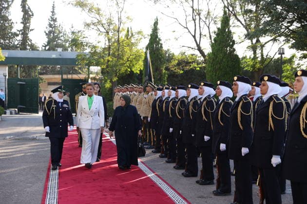 Syria’s Women’s Police Academy graduates its first class DAMASCUS, SYRIA - SEPTEMBER 22: Syrian Minister of Social Affairs and Labor Hind Kabawat (2nd L) attends a graduation ceremony held at the Interior Ministry building for 150 female police cadets who completed six months of training at the Women’s Police Academy affiliated with the Syrian Interior Ministry, marking the academy’s first graduating class, in Damascus, Syria, on September 22, 2026. Izz Aldien Alqasem Anadolu Damascus Syria. Editorial use only. Please get in touch for any other usage.  Copyright: x2026xAnadoluxIzzxAldienxAlqasemx