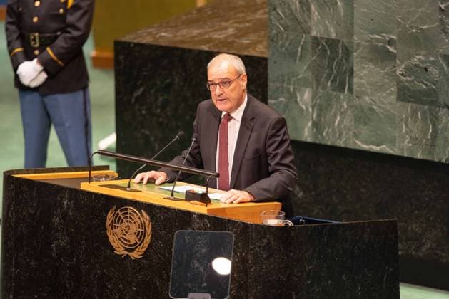 September 22, 2026, New York City, USA: Swiss President Guy Parmelin addresses the General Debate of the 81st session of the United Nations General Assembly at the UN Headquarters in New York City. New York City USA  - ZUMAl194 20260922_zip_l194_040 Copyright: xMarekxLadzinskix