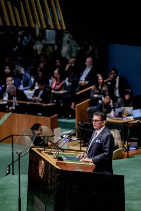 September 23, 2026, New York, New York, United States: President of the 81st UN General Assembly KHALILUR RAHMAN addresses world leaders at the opening of the General Debate. Rahman called for renewed trust in the UN, greater international cooperation and reform to ensure the organisation remains effective in responding to global challenges, stressing the need for a UN capable not only of adapting to change but helping shape it. New York United States - ZUMAo116 20260923_znp_o116_003 Copyright: xBiancaxOterox