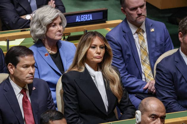 September 22, 2026, New York, New York, United States: US First Lady MELANIA TRUMP (C), Secretary of State MARCO RUBIO (L) and US Ambassador to the UN MICHAEL WALTZ (R) listen as US President DONALD TRUMP addresses the 81st UN General Assembly. New York United States - ZUMAo116 20260922_znp_o116_047 Copyright: xBiancaxOterox