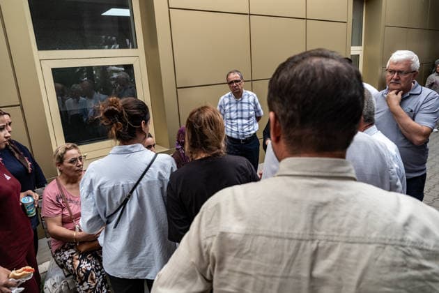 September 22, 2026, Manisa, Turkey: The families of the injured students are seen waiting outside Turgutlu State Hospital. Police maintained security measures around a high school in Turgutlu, in Turkey™s western Manisa province, following a shooting that left 11 people injured. The Turkish Interior Minister and Education Minister addressed the media following the incident. Manisa Turkey - ZUMAs197 20260922_aaa_s197_473 Copyright: xMuratxKocabasx