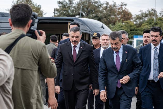 September 22, 2026, Manisa, Turkey: Turkish Minister of the Interior Mustafa Ciftci (L) and Minister of National Education Yusuf Tekin (C) at Turgutlu State Hospital following the incident. Police maintained security measures around a high school in Turgutlu, in Turkey™s western Manisa province, following a shooting that left 11 people injured. The Turkish Interior Minister and Education Minister addressed the media following the incident. Manisa Turkey - ZUMAs197 20260922_aaa_s197_476 Copyright: xMuratxKocabasx
