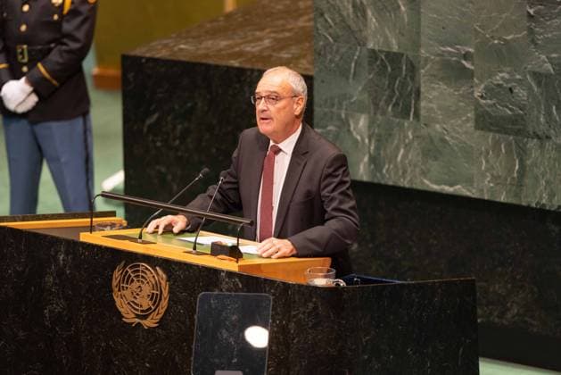 September 22, 2026, New York City, USA: Swiss President Guy Parmelin addresses the General Debate of the 81st session of the United Nations General Assembly at the UN Headquarters in New York City. New York City USA - ZUMAl194 20260922_zip_l194_039 Copyright: xMarekxLadzinskix