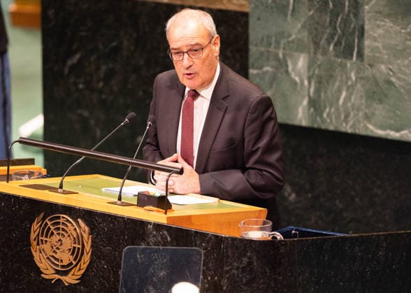 September 22, 2026, New York City, USA: Swiss President Guy Parmelin addresses the General Debate of the 81st session of the United Nations General Assembly at the UN Headquarters in New York City. New York City USA - ZUMAl194 20260922_zip_l194_041 Copyright: xMarekxLadzinskix
