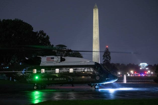 September 23, 2026, Washington, District Of Columbia, United States: President DONALD TRUMP arrives aboard Marine One, making his first landing on the newly constructed White House helipad after returning from the United Nations General Assembly in New York City. Washington United States - ZUMAk206 20260923_znp_k206_007 Copyright: xMattxKaminskyx