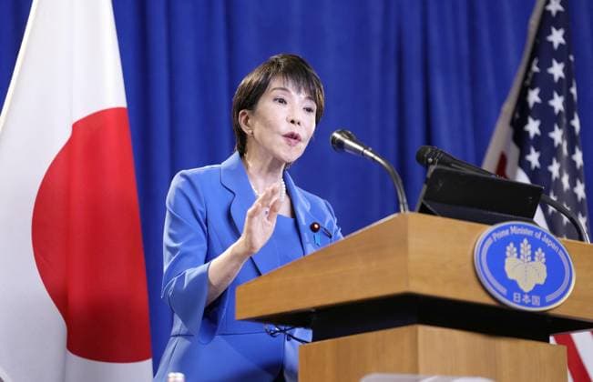 Japan PM Takaichi meets press in N.Y. Japanese Prime Minister Sanae Takaichi holds a press conference in New York in the early hours of Sept. 23, 2026, following a speech at the U.N. General Assembly and a meeting with U.S. President Donald Trump.  A14AA0005628356P