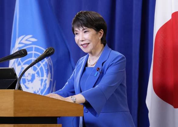 Japan PM Takaichi meets press in N.Y. Japanese Prime Minister Sanae Takaichi holds a press conference in New York in the early hours of Sept. 23, 2026, following a speech at the U.N. General Assembly and a meeting with U.S. President Donald Trump.  A14AA0005628360P