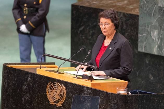 September 22, 2026, New York City, USA: President of Suriname Jennifer Geerlings-Simons addresses the General Debate of the 81st session of the United Nations General Assembly at the UN Headquarters in New York City. New York City USA - ZUMAl194 20260922_zip_l194_029 Copyright: xMarekxLadzinskix