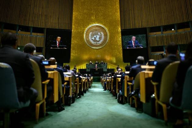 US President Trump Addresses UN General Assembly in New York US President Donald Trump delivers a speech during the 81st session of the United Nations General Assembly at UN Headquarters in New York City, United States, on September 22, 2026. Trump said the United States would not just speak of peace, prosperity and justice at the United Nations but would stand for them all over the world. . Photo by White House Press Office apaimages Washington USA United States of America 220926_USA_WHPO_00(1) Copyright: xapaimagesxWhitexHousexPressxOfficex xapaimagesx