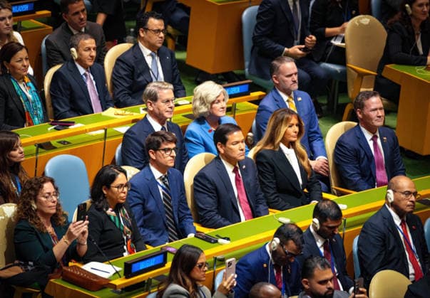 September 22, 2026, New York City, Ny, United States of America: Members of the Trump Administration listen as U.S. President Donald Trump, addresses the United Nations General Assembly at UN Headquarters, September 22, 2026 in New York City, New York. Sitting from right: First Row: U.N. Ambassador Mike Waltz, First Lady Melania Trump, Secretary of State Marco Rubio, 2nd row: Trade Representative Jamieson Greer, White House chief of staff Susie Wiles and Treasury Secretary Scott Bessent. New York City United States of America - ZUMAp138 20260922_zaa_p138_010 Copyright: xFreddiexEverett StatexDepartmentx