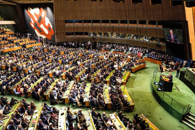 September 22, 2026, New York City, Ny, United States of America: U.S. President Donald Trump, addresses the United Nations General Assembly at UN Headquarters, September 22, 2026 in New York City, New York. Trump used the occasion to defended the seven-month long Iran conflict and said he was considering whether to Ã¢â‚¬oeannihilateÃ¢â‚¬Â the country and drive it Ã¢â‚¬oeinto hell. New York City United States of America - ZUMAp138 20260922_zaa_p138_007 Copyright: xFreddiexEverett StatexDepartmentx