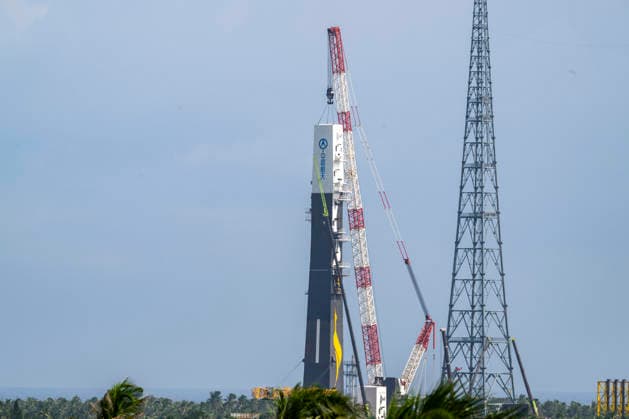 WENCHANG, CHINA - SEPTEMBER 23: A general view shows the construction site of the dedicated launch pad for the Long March 10A carrier rocket on September 23, 2026 in Wenchang, Hainan Province of China. The Wenchang Spacecraft Launch Site is expanding its facilities to support upcoming manned lunar missions.  Copyright: xVCGx 111668959022