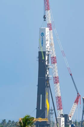 WENCHANG, CHINA - SEPTEMBER 23: A general view shows the construction of the dedicated launch pad for the Long March 10A carrier rocket at the Wenchang Spacecraft Launch Site on September 23, 2026 in Wenchang, Hainan Province of China.  Copyright: xVCGx 111668959019