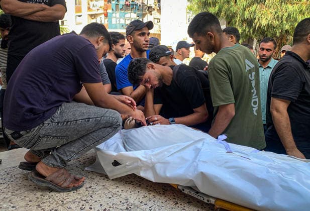 Mourners Bid Farewell to Two Palestinians at al-Shifa Hospital Mourners bid farewell to the bodies of two Palestinians at al-Shifa Hospital in Gaza City on September 23, 2026, after they were killed in an Israeli attack in the al-Nafq area. Photo by Mohammed Salha apaimages Gaza Gaza Strip Palestinian Territory 230926_Gaza_MS_00(14) Copyright: xapaimagesxMohammedxSalhax xapaimagesx