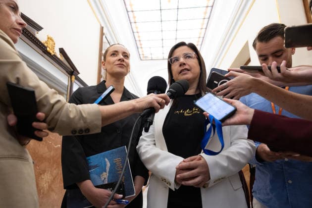 Marlaska and Robles Focus the Question Period in Congress PP Representative Ana Vázquez, after being expelled during a question period directed at the government in the Congress of Deputies on September 23, 2026, in Madrid, Spain. The government faces a new question period that once again focuses on the handling of the migration crisis in Ceuta, with seven questions and two urgent interpellations. The Interior Minister and the Defense Minister will bear the brunt of the questioning in Congress, although the opposition will also question other ministers. After the question period, Congress will debate and vote on the ratification of emergency economic measures. SEPTEMBER 23, 2026 Jesús Hellí Spain  Copyright: xJesusxHellinx 7793323