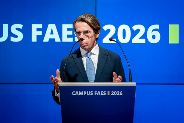 Aznar Inaugurates the FAES 2026 Campus Former Prime Minister and FAES President José María Aznar during the inauguration of the FAES 2026 Campus at the Ortega–Maranón Foundation on September 23, 2026, in Madrid, Spain. Aznar inaugurated the FAES 2026 Campus, which this year is titled Latin America in Transition: Implications for the European Union. September 23, 2026, in Madrid, Spain.  Copyright: xA.xPÃ rezxMecax 7793420