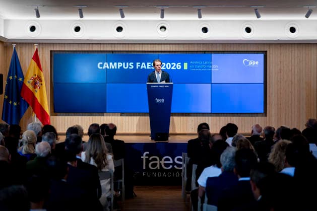 Aznar Inaugurates the FAES 2026 Campus Former Prime Minister and FAES President José María Aznar during the inauguration of the FAES 2026 Campus at the Ortega–Maranón Foundation on September 23, 2026, in Madrid, Spain. Aznar inaugurated the FAES 2026 Campus, which this year is titled Latin America in Transition: Implications for the European Union. September 23, 2026, in Madrid, Spain.  Copyright: xA.xPÃ rezxMecax 7793427