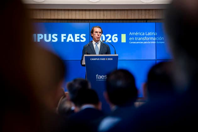 Aznar Inaugurates the FAES 2026 Campus Former Prime Minister and FAES President José María Aznar during the inauguration of the FAES 2026 Campus at the Ortega–Maranón Foundation on September 23, 2026, in Madrid, Spain. Aznar inaugurated the FAES 2026 Campus, which this year is titled Latin America in Transition: Implications for the European Union. September 23, 2026, in Madrid, Spain.  Copyright: xA.xPÃ rezxMecax 7793428