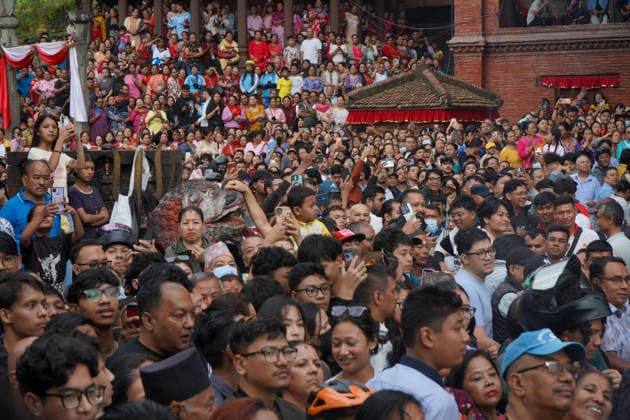 September 23, 2026, Kathmandu, Bagmati, Nepal: People gather to celebrate the first day of Indra Jatra, an annual festival in Nepal, at Basantapur Durbar Square in Kathmandu, Nepal, on September 23, 2026. Kathmandu Nepal - ZUMAd164 20260923_zip_d164_007 Copyright: xAryanxDhimalx